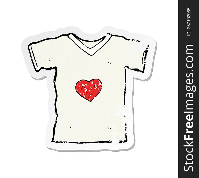 retro distressed sticker of a cartoon t shirt with love heart