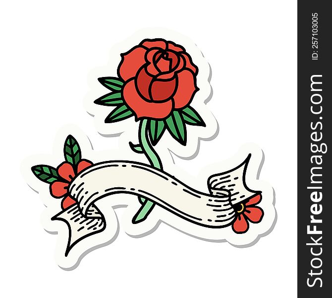 Tattoo Sticker With Banner Of A Rose