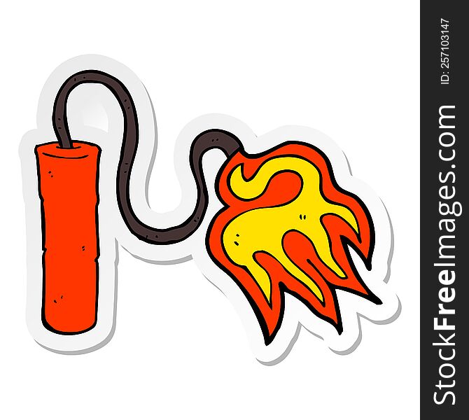 Sticker Of A Cartoon Dynamite Burning