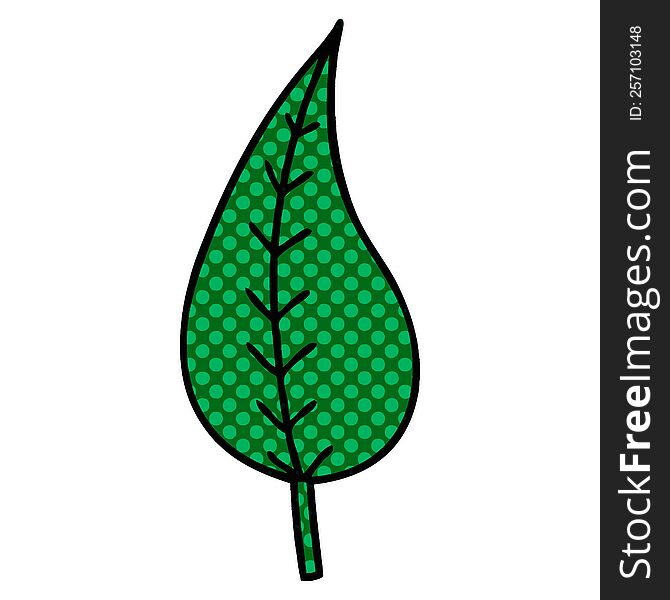 Comic Book Style Cartoon Green Leaf