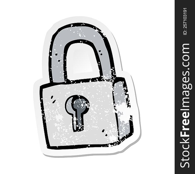 retro distressed sticker of a cartoon padlock