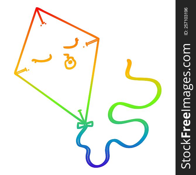 Rainbow Gradient Line Drawing Cartoon Kite