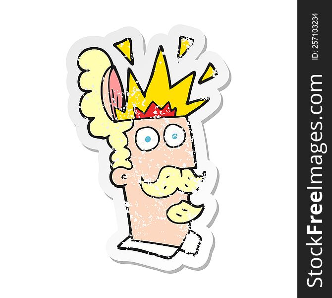Retro Distressed Sticker Of A Cartoon Man With Exploding Head