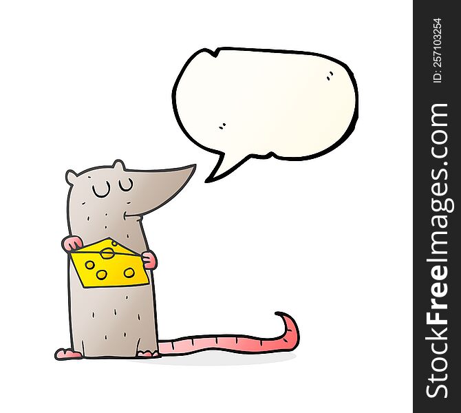 Speech Bubble Cartoon Mouse With Cheese