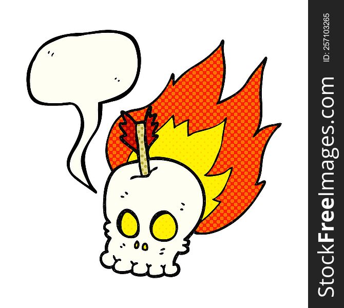 Comic Book Speech Bubble Cartoon Skull With Arrow