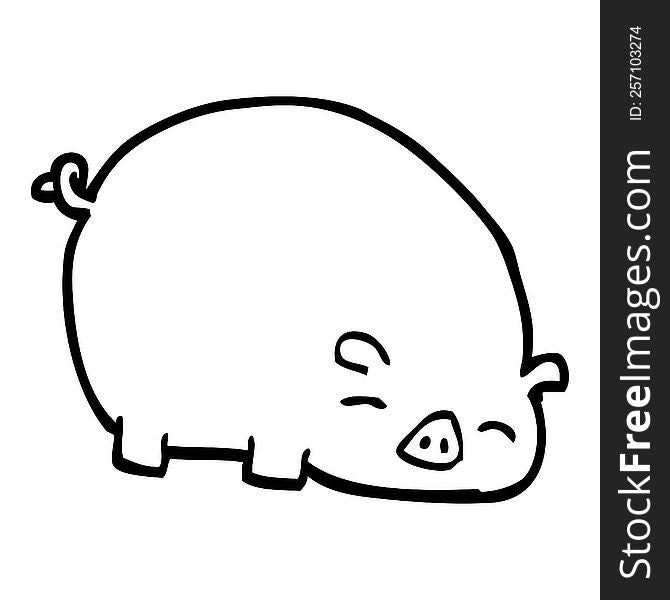 black and white cartoon pig