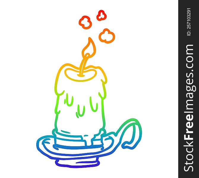 Rainbow Gradient Line Drawing Old Spooky Candle In Candleholder
