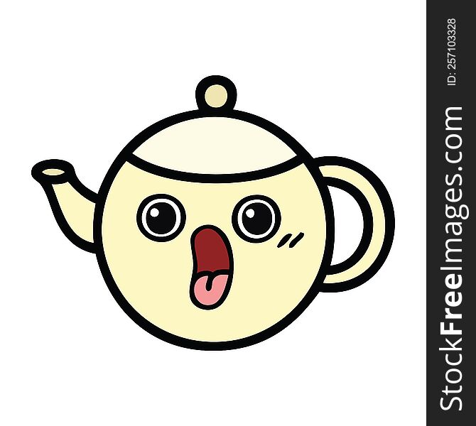 cute cartoon of a tea pot. cute cartoon of a tea pot