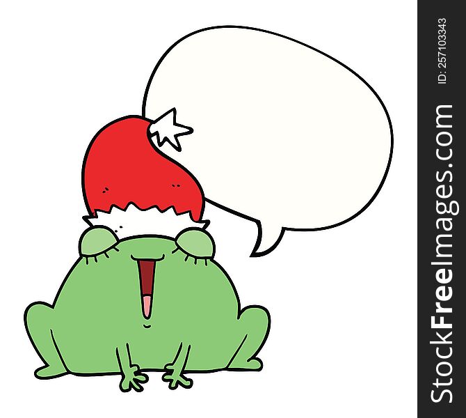 Cute Cartoon Christmas Frog And Speech Bubble