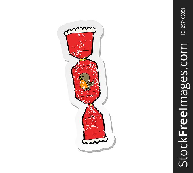 Retro Distressed Sticker Of A Cartoon Christmas Cracker
