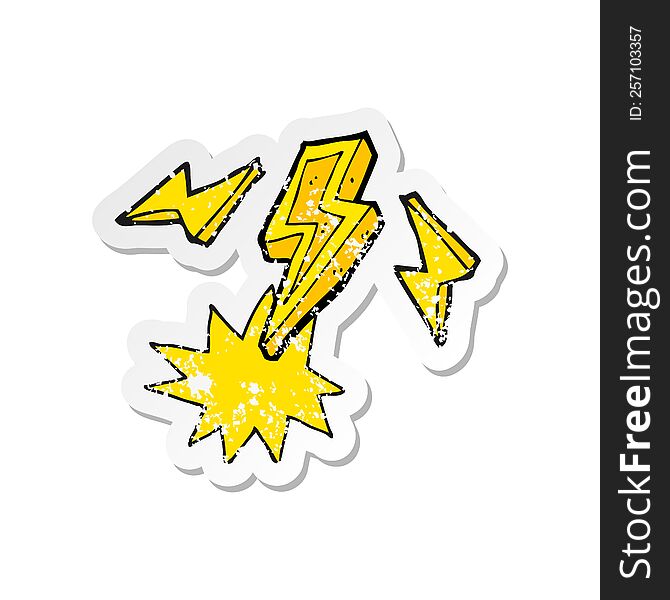 Retro Distressed Sticker Of A Cartoon Lightning Bolt Doodle
