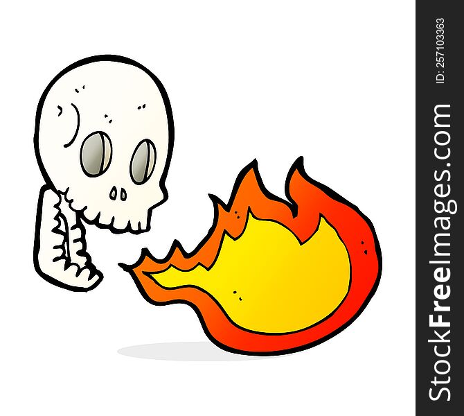 cartoon fire breathing skull