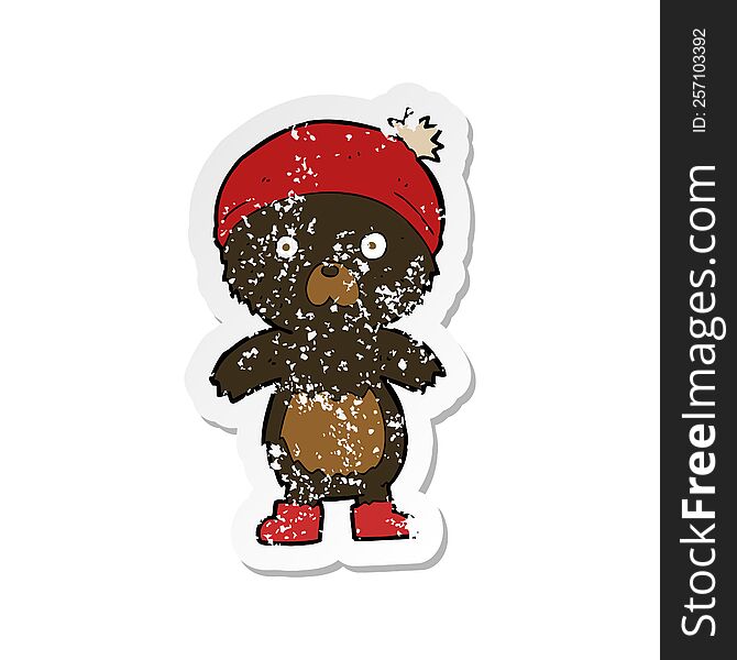 Retro Distressed Sticker Of A Cartoon Cute Teddy Bear
