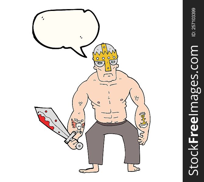 Speech Bubble Cartoon Warrior