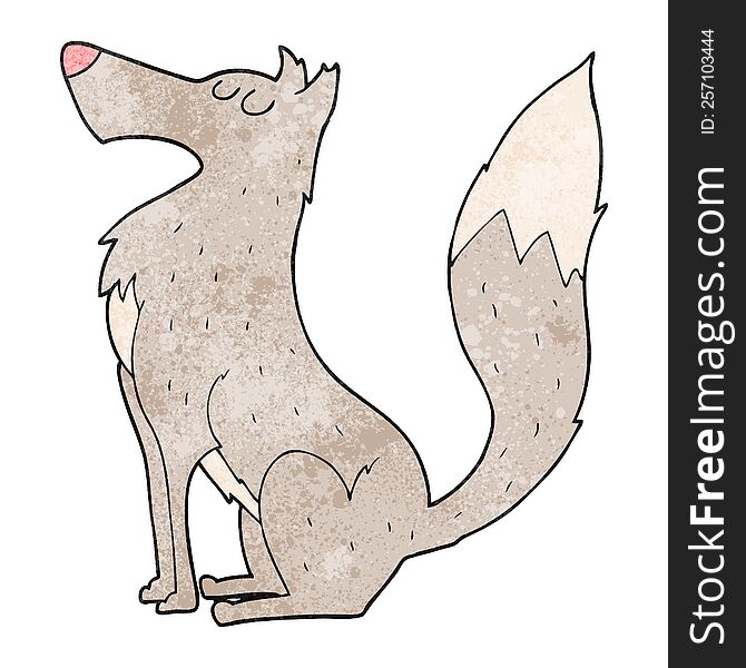 freehand textured cartoon wolf