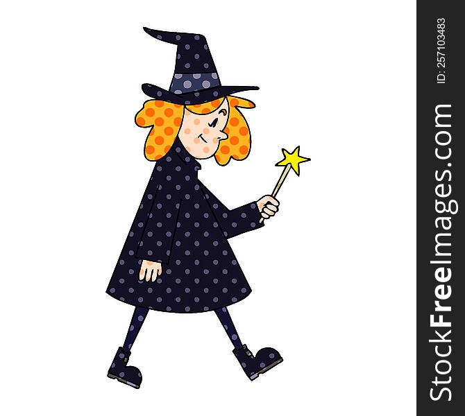 comic book style quirky cartoon witch. comic book style quirky cartoon witch