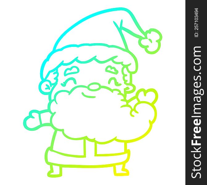 Cold Gradient Line Drawing Santa Claus