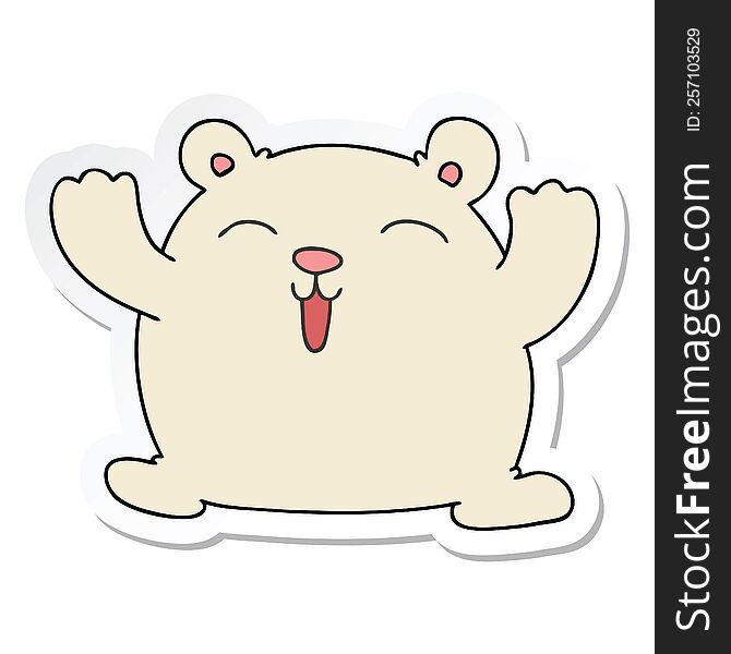 Sticker Of A Quirky Hand Drawn Cartoon Funny Polar Bear