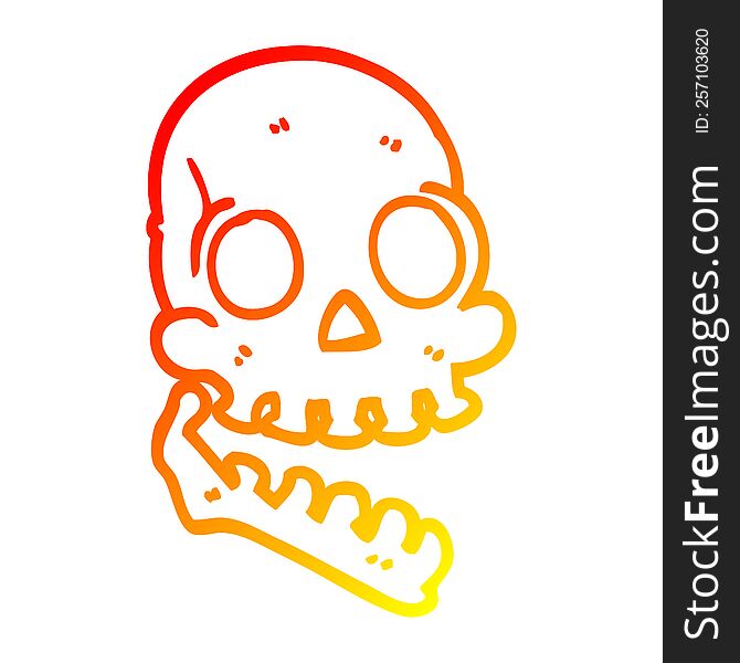 warm gradient line drawing of a cartoon happy skull