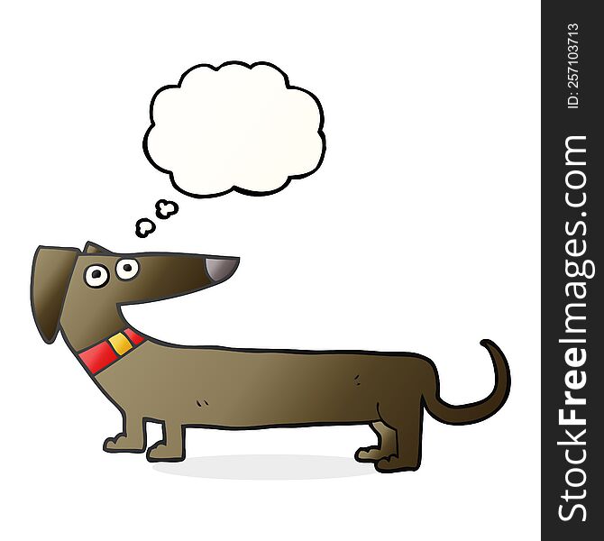 freehand drawn thought bubble cartoon sausage dog