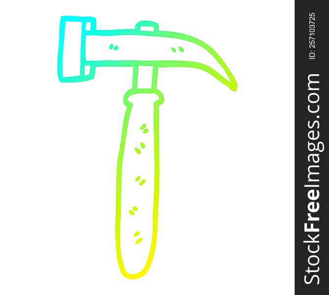 cold gradient line drawing of a cartoon hammer