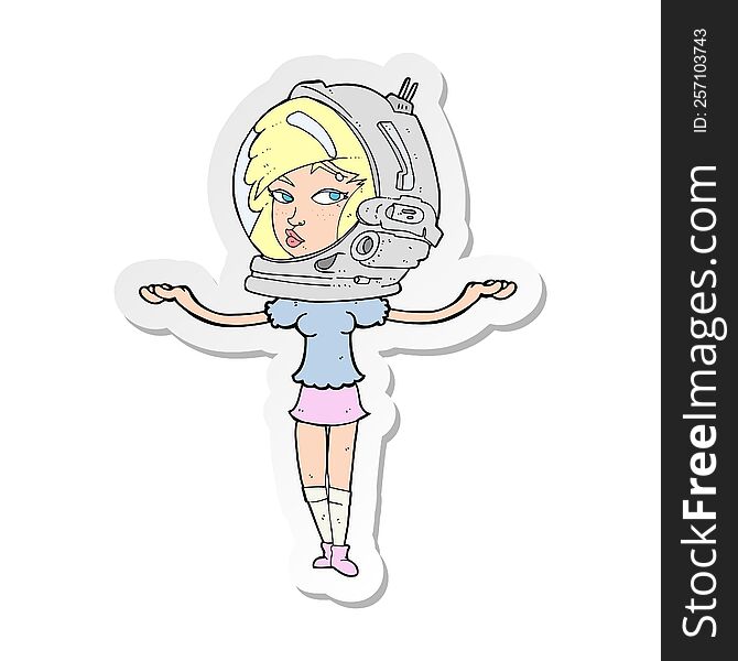 sticker of a cartoon woman wearing space helmet