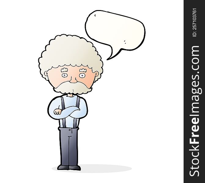 cartoon old man  with speech bubble