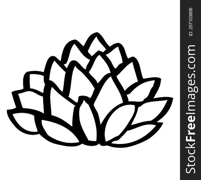 line drawing cartoon flowering lotus