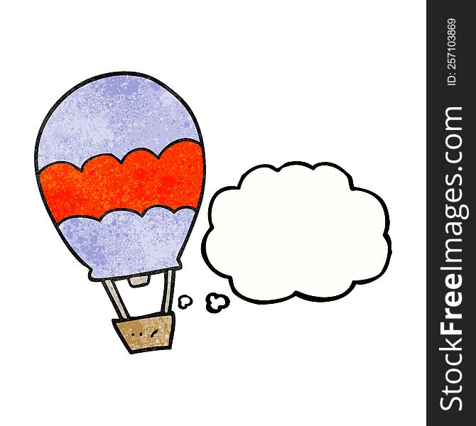 freehand drawn thought bubble textured cartoon hot air balloon