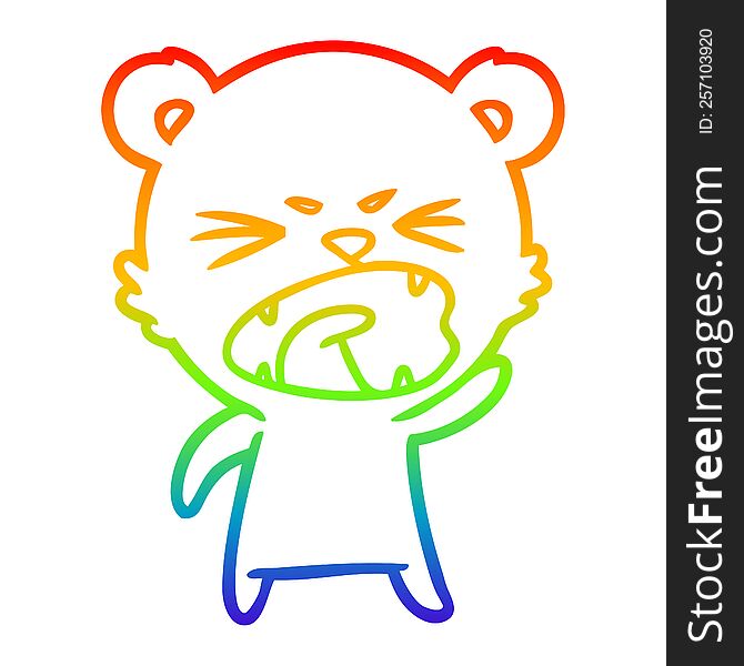rainbow gradient line drawing of a angry cartoon polar bear