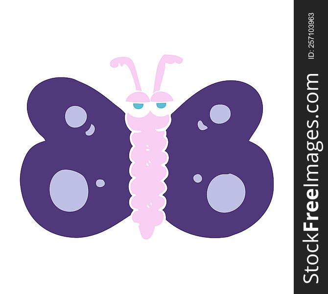 Flat Color Illustration Of A Cartoon Butterfly