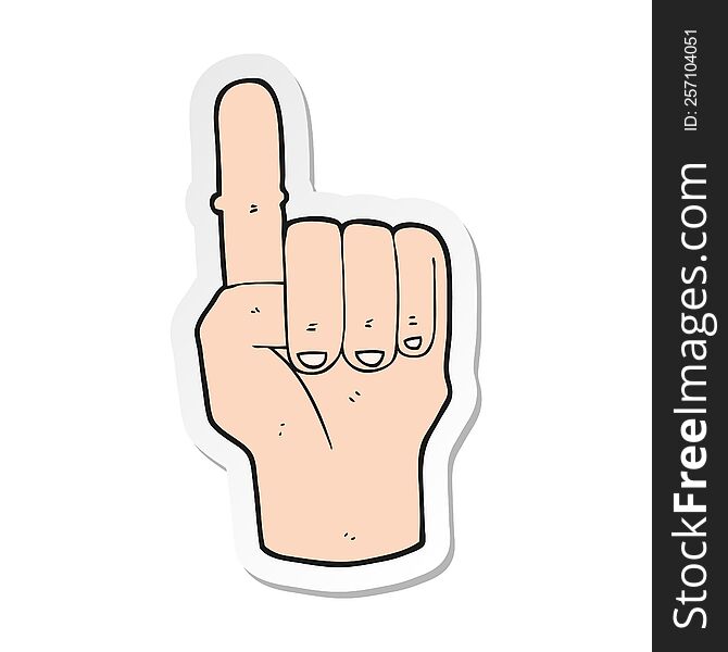 sticker of a cartoon pointing finger