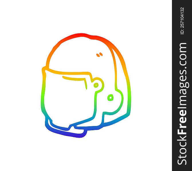 Rainbow Gradient Line Drawing Cartoon Space Helmet