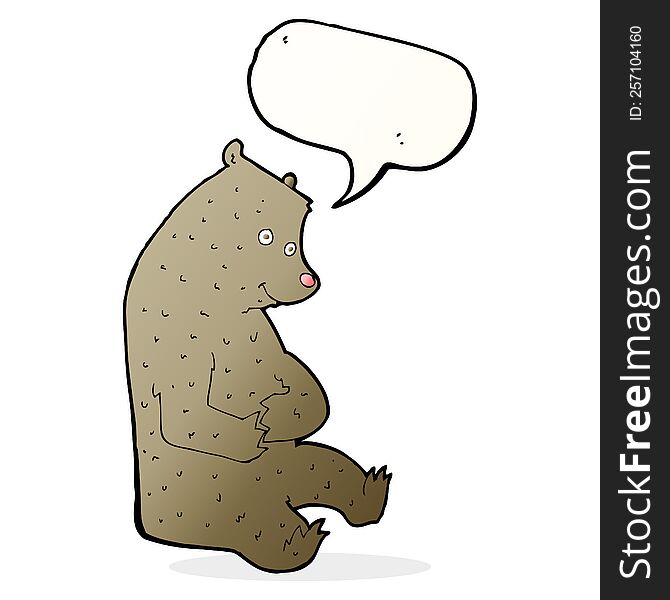 Cartoon Happy Bear With Speech Bubble