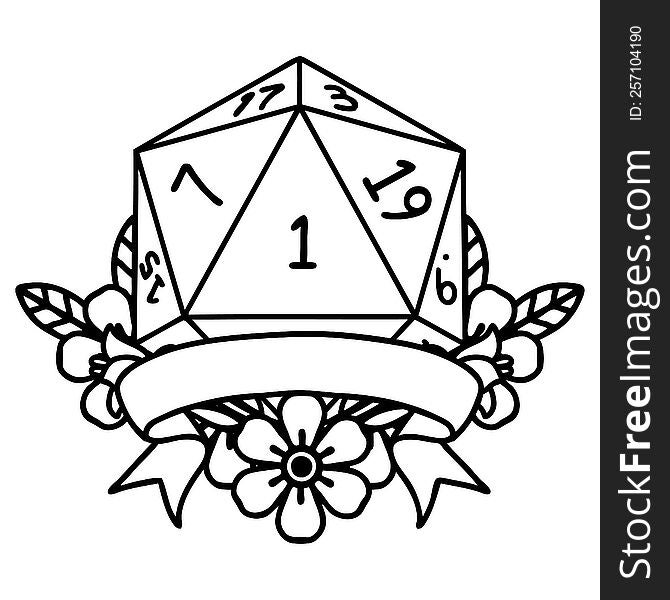 natural one d20 dice roll illustration