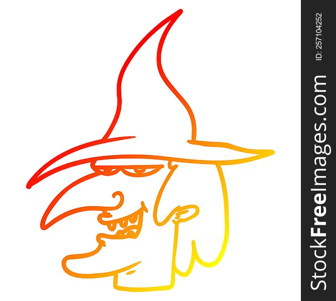 Warm Gradient Line Drawing Cartoon Witch