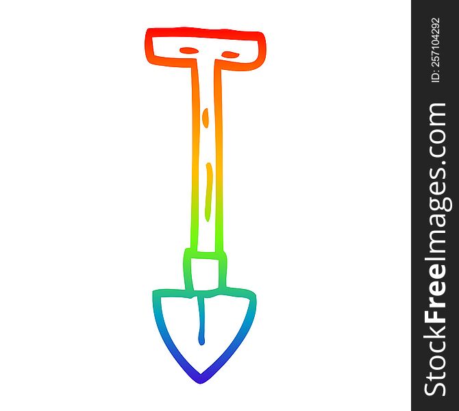 rainbow gradient line drawing of a cartoon spade