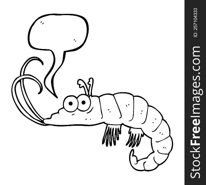 freehand drawn speech bubble cartoon shrimp
