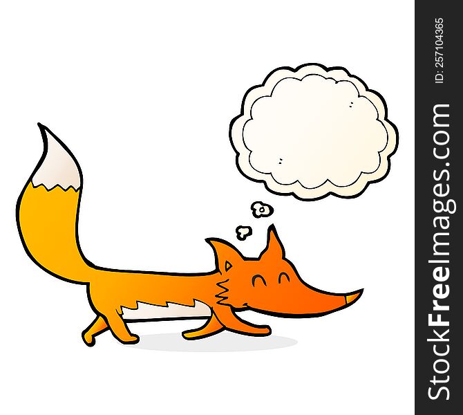 Cartoon Little Fox With Thought Bubble