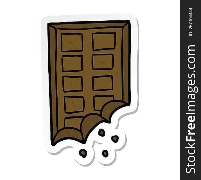 sticker of a cartoon bar of chocolate