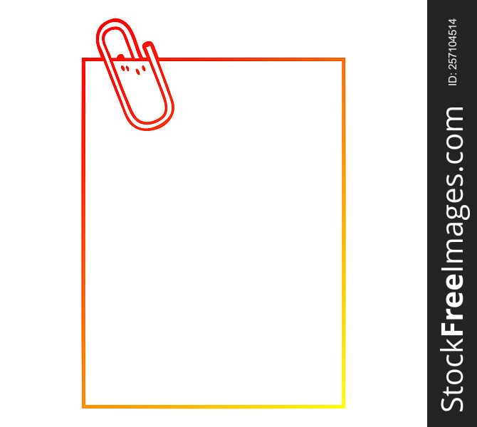 warm gradient line drawing of a cartoon paper with paperclip