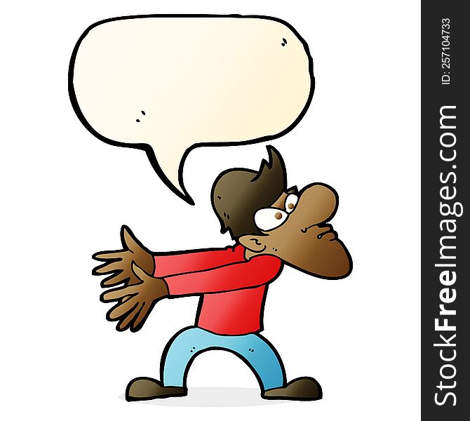 Cartoon Annoyed Man Gesturing With Speech Bubble