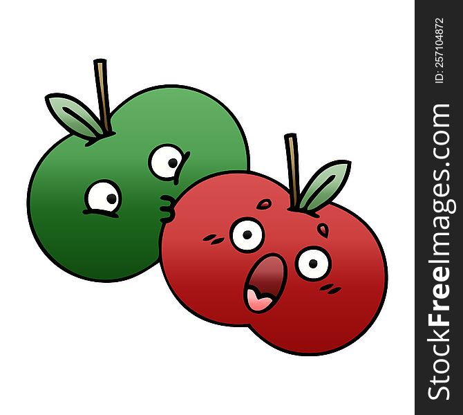Gradient Shaded Cartoon Pair Of Apples