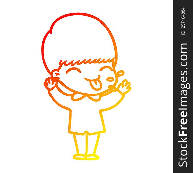 warm gradient line drawing of a cartoon funny boy