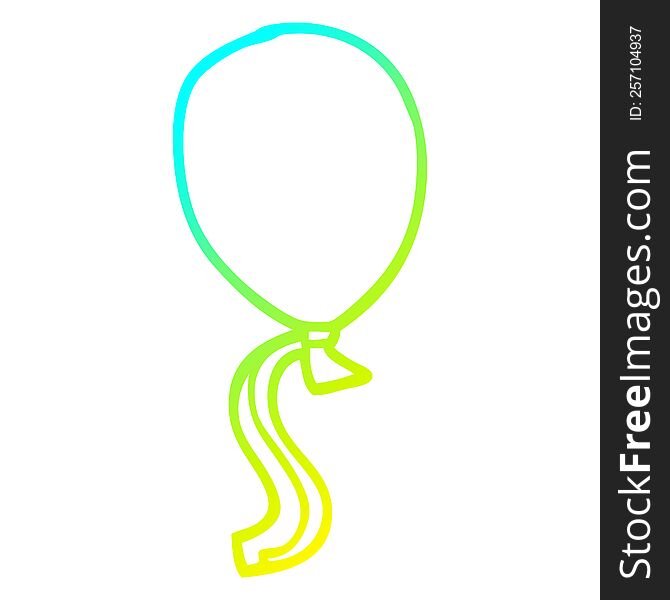 cold gradient line drawing of a cartoon ballon with string