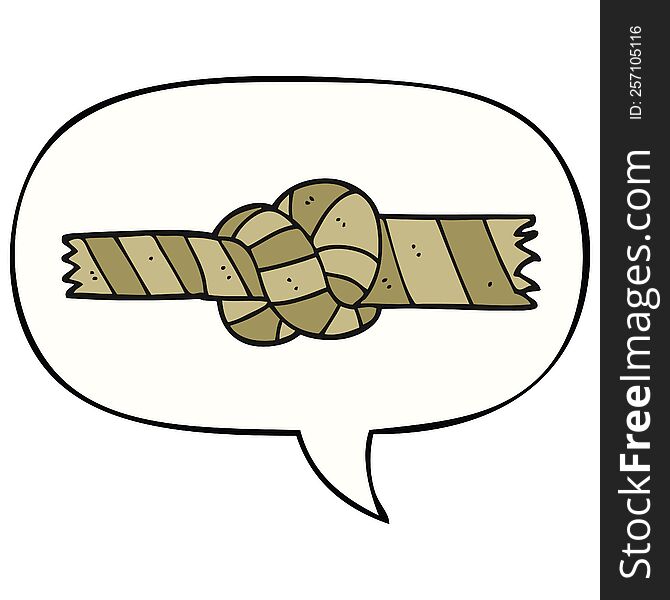 Cartoon Knotted Rope And Speech Bubble