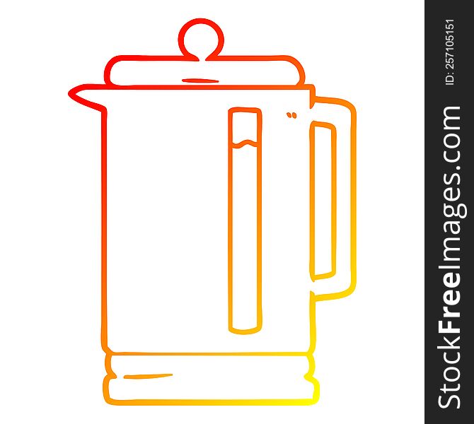 warm gradient line drawing of a cartoon electric kettle