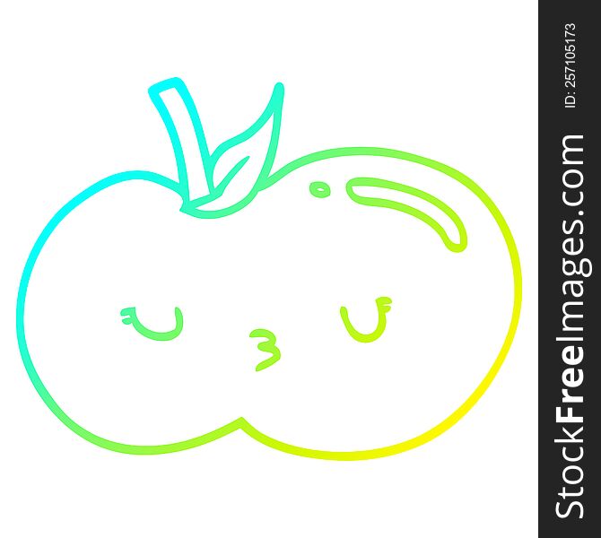 Cold Gradient Line Drawing Cartoon Cute Apple