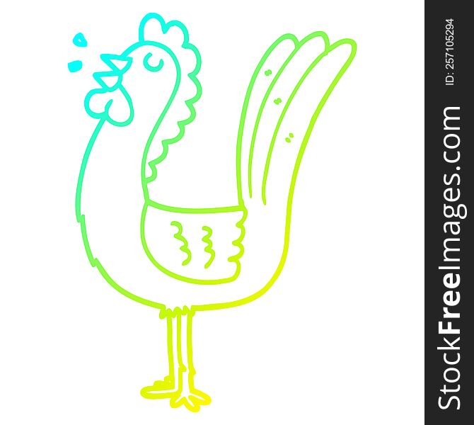 Cold Gradient Line Drawing Cartoon Rooster