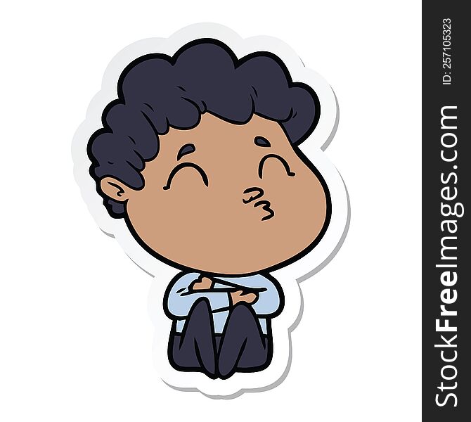 Sticker Of A Cartoon Man Pouting